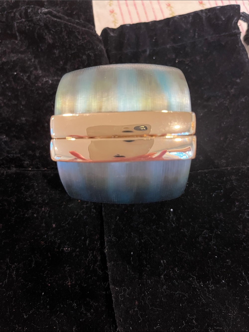 Alexis Bittar Blue and Gold Wide Cuff Bracelet - Picture 2 of 2
